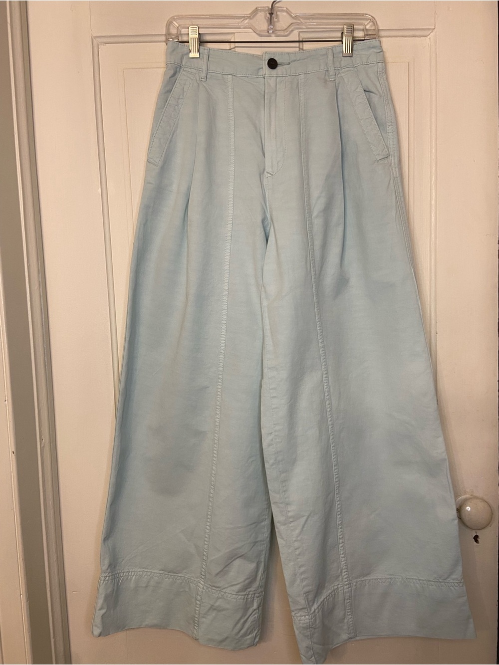 Everlane The Travel Pant Mint Green Wide leg size 4 Organic Cotton
